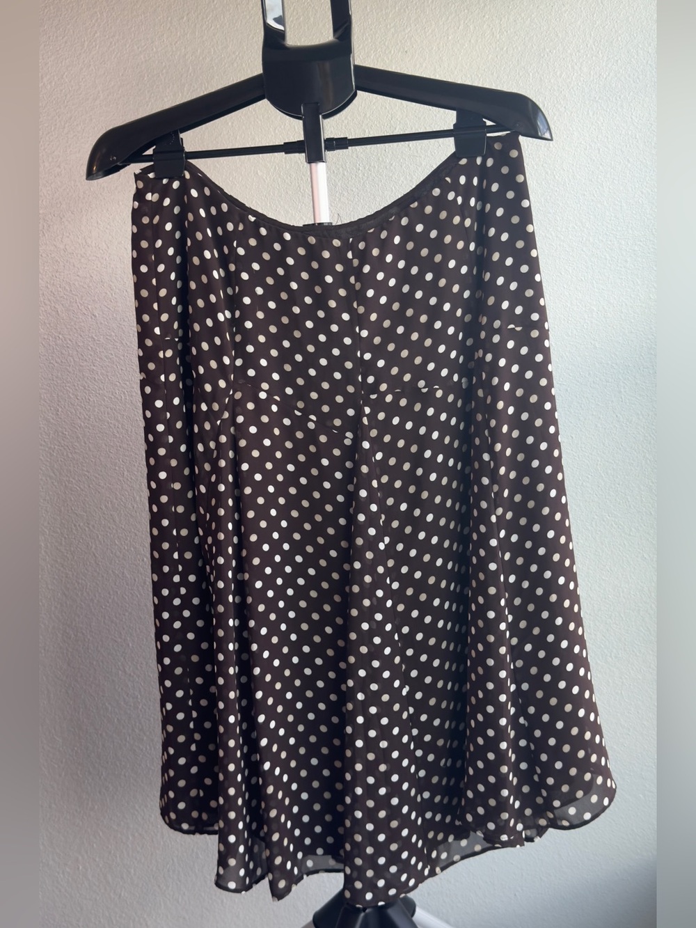 Polka Dot A-Line Skirt - Brown with White Dots